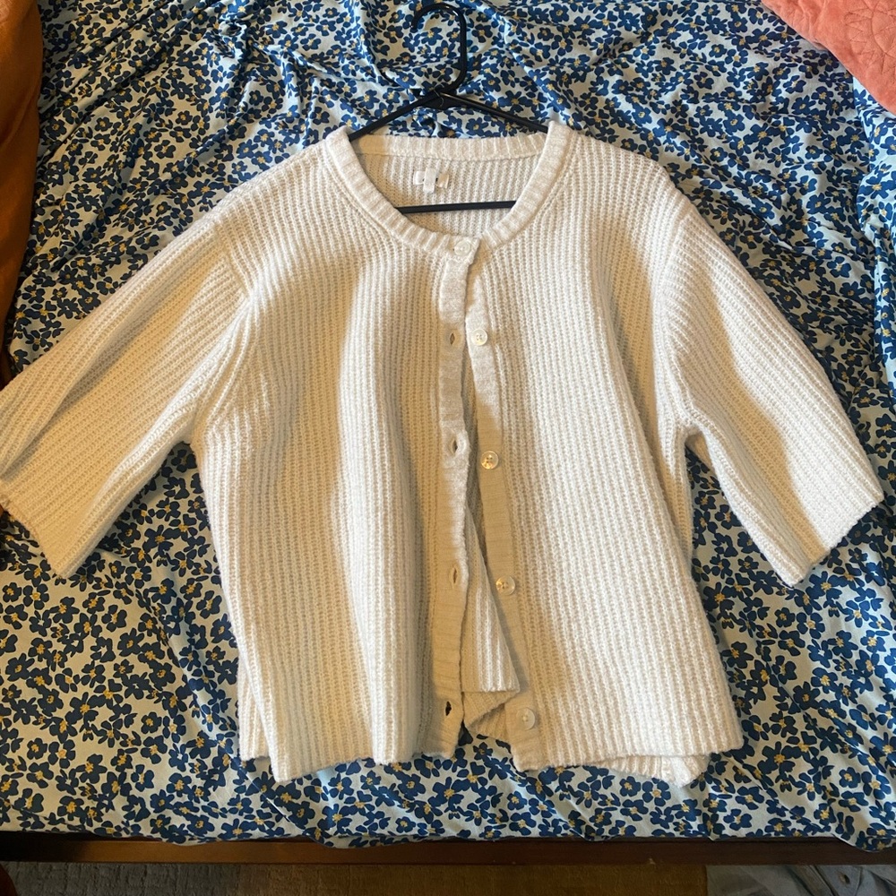 Aerie UnReal Short Sleeve Cardigan - Cream